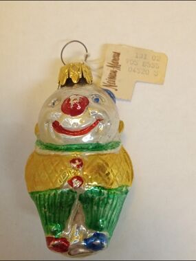 vintage hand-blown glass circus clown Christmas ornament by Neiman Marcus